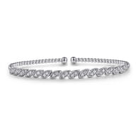 14K White Gold Diamond Bangle