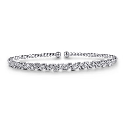 14K White Gold Diamond Bangle