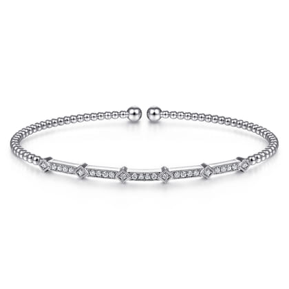 14K White Gold Diamond Bangle
