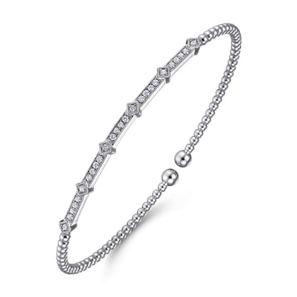 14K White Gold Diamond Bangle