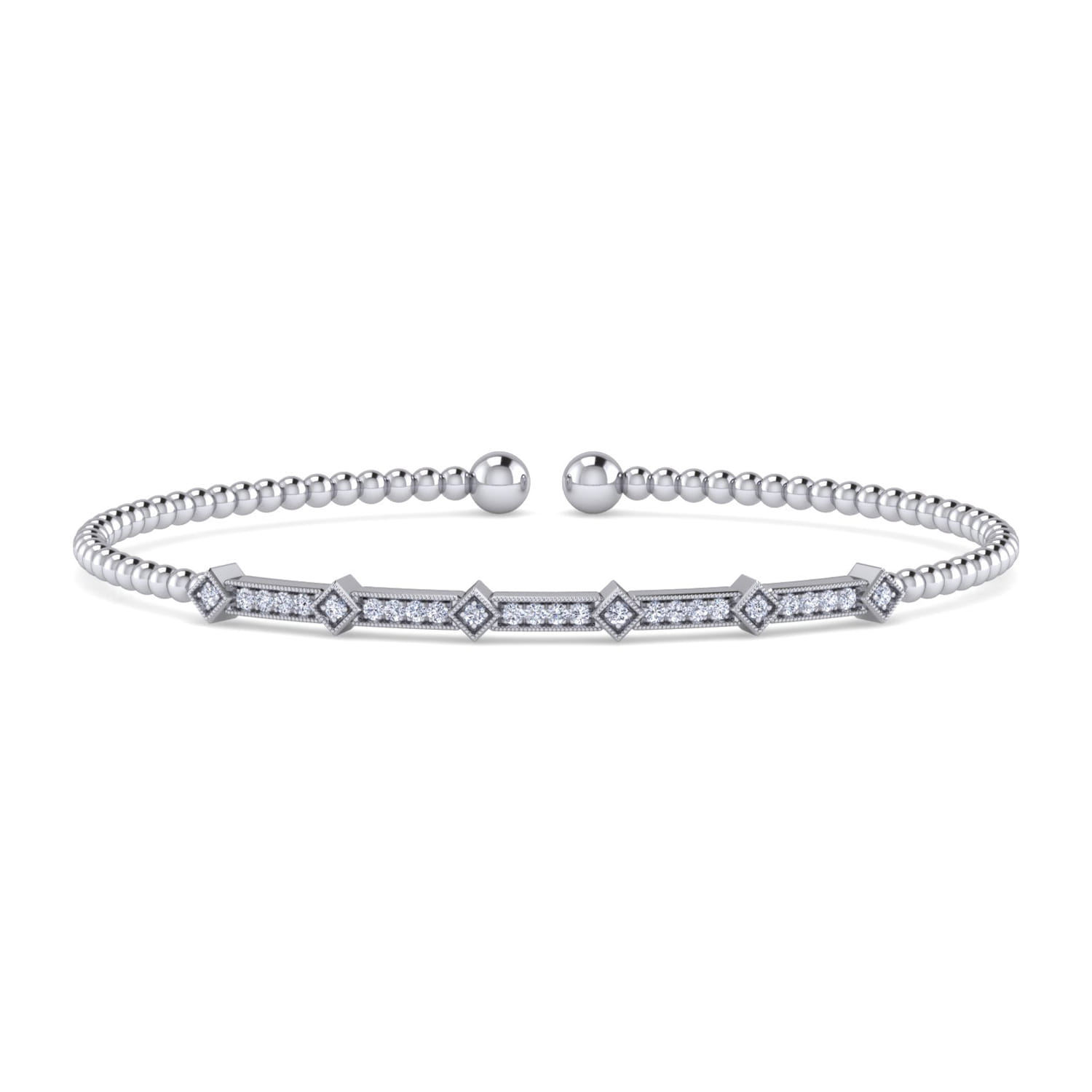 14K White Gold Diamond Bangle - 0.2 ct - Shot 1