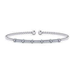 14K White Gold Diamond Bangle