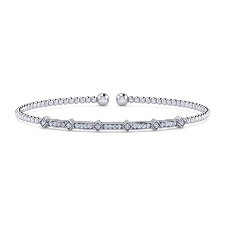 14K White Gold Diamond Bangle - 0.2 ct - Shot 1
