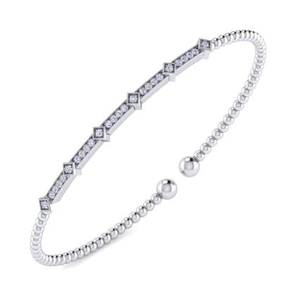 14K White Gold Diamond Bangle