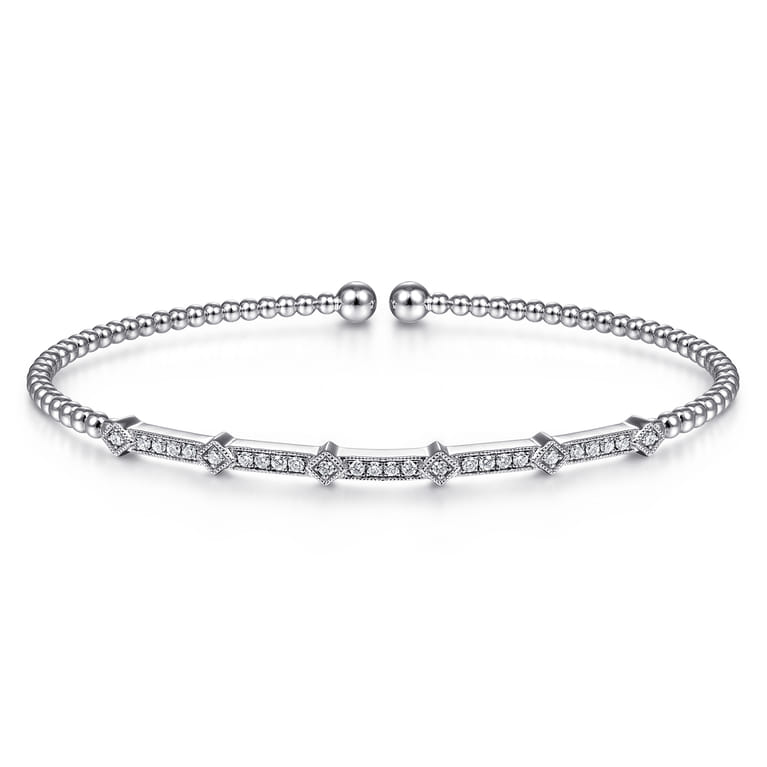 14K White Gold Diamond Bangle - 0.2 ct - Shot 1