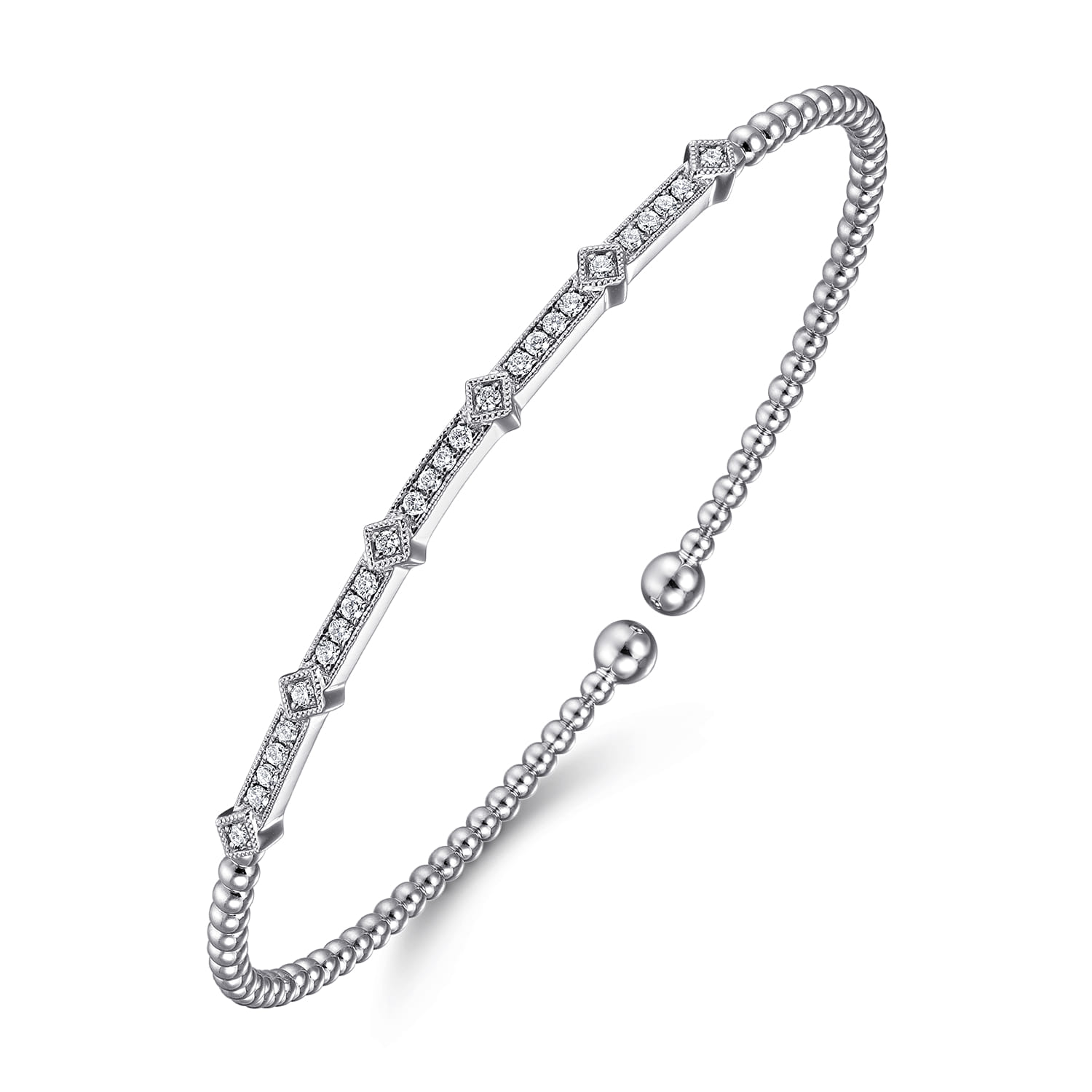 14K White Gold Diamond Bangle - 0.2 ct - Shot 2