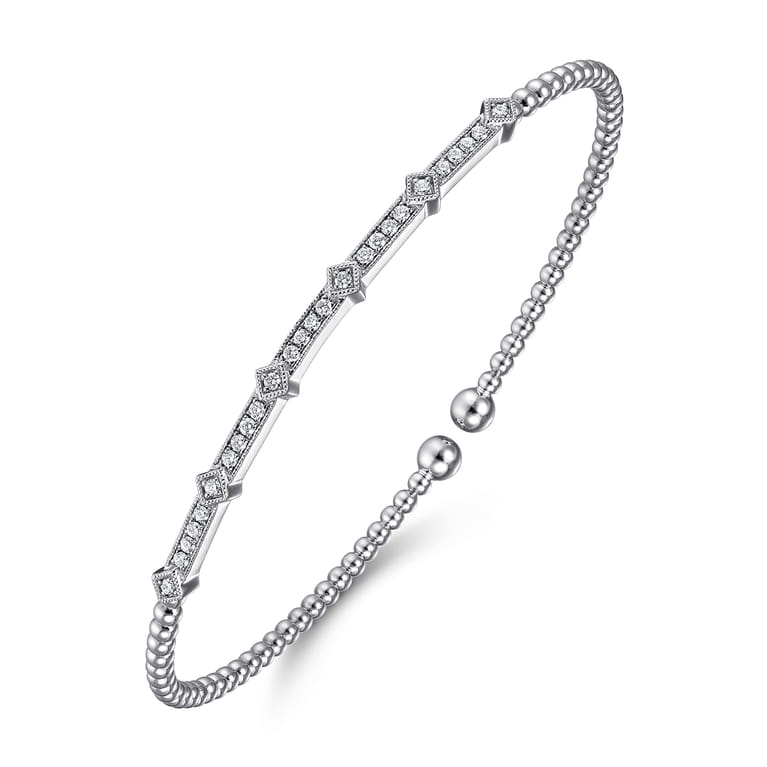 14K White Gold Diamond Bangle - 0.2 ct - Shot 2
