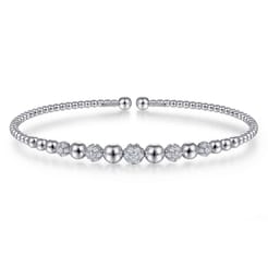 14K White Gold Diamond Bangle