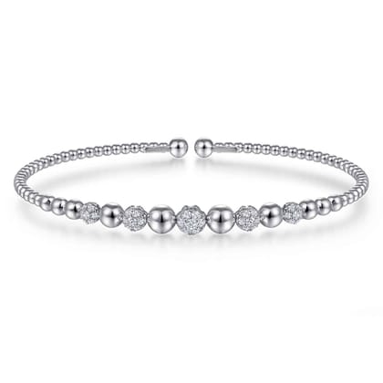 14K White Gold Diamond Bangle