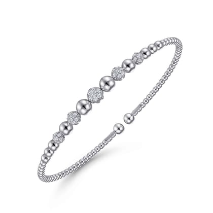 14K White Gold Diamond Bangle