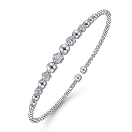 14K White Gold Diamond Bangle