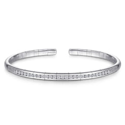 14K White Gold Diamond Bangle