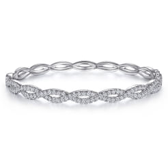 14K White Gold Diamond Bangle