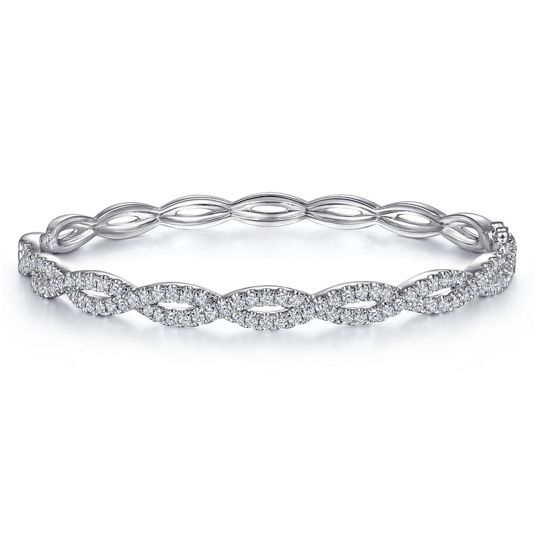 14K White Gold Diamond Bangle - 1.4 ct - Shot 1