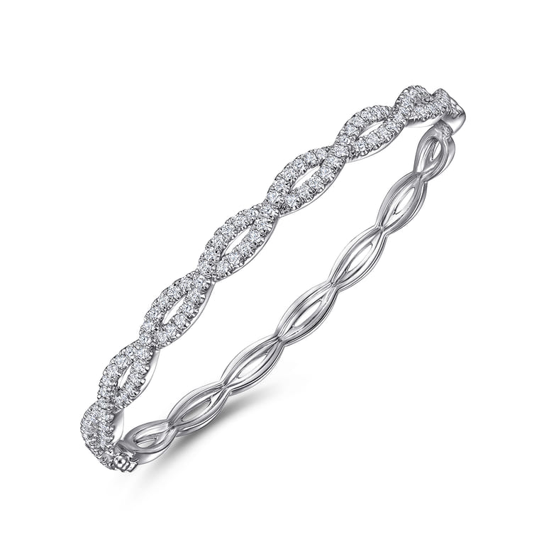 14K White Gold Diamond Bangle - 1.4 ct - Shot 2
