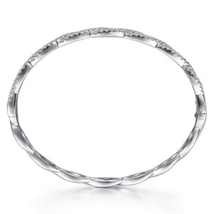 14K White Gold Diamond Bangle