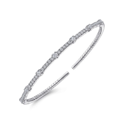 14K White Gold Diamond Bangle