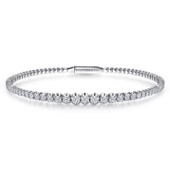 14K White Gold Diamond Bangle