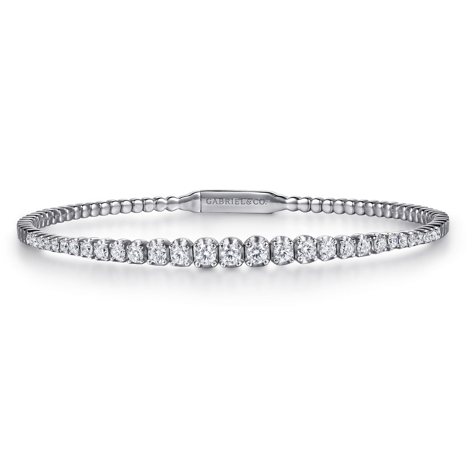 14K White Gold Diamond Bangle - 1 ct - Shot 1