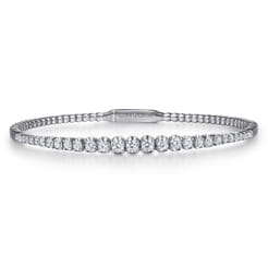 14K White Gold Diamond Bangle