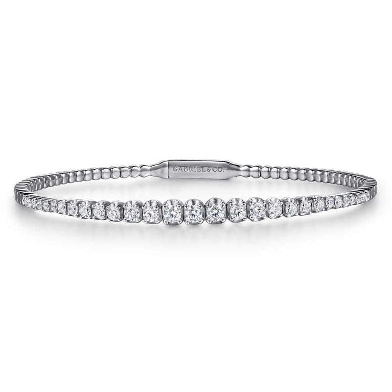 14K White Gold Diamond Bangle - 1 ct - Shot 1