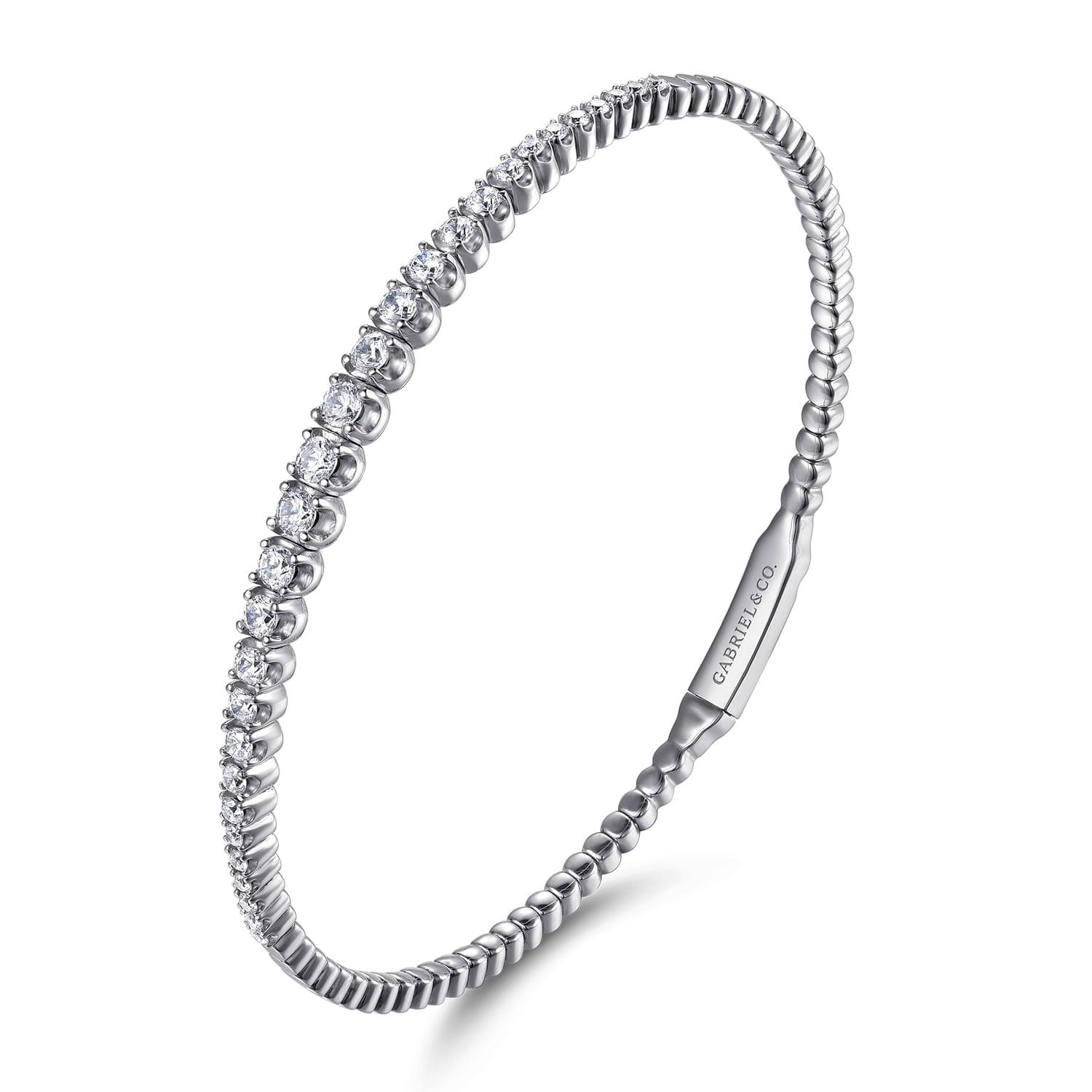 14K White Gold Diamond Bangle - 1 ct - Shot 2