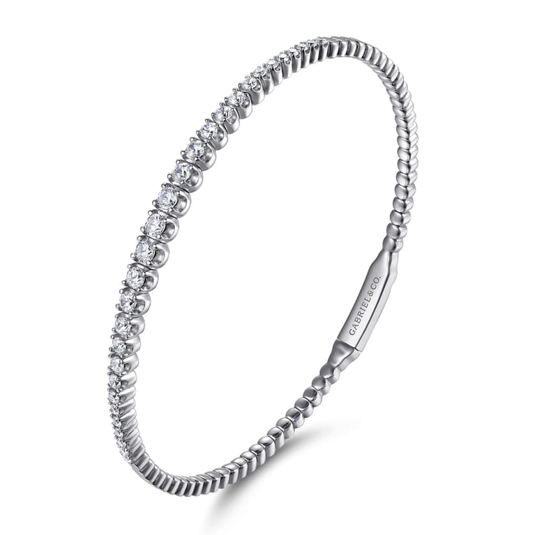 14K White Gold Diamond Bangle - 1 ct - Shot 2