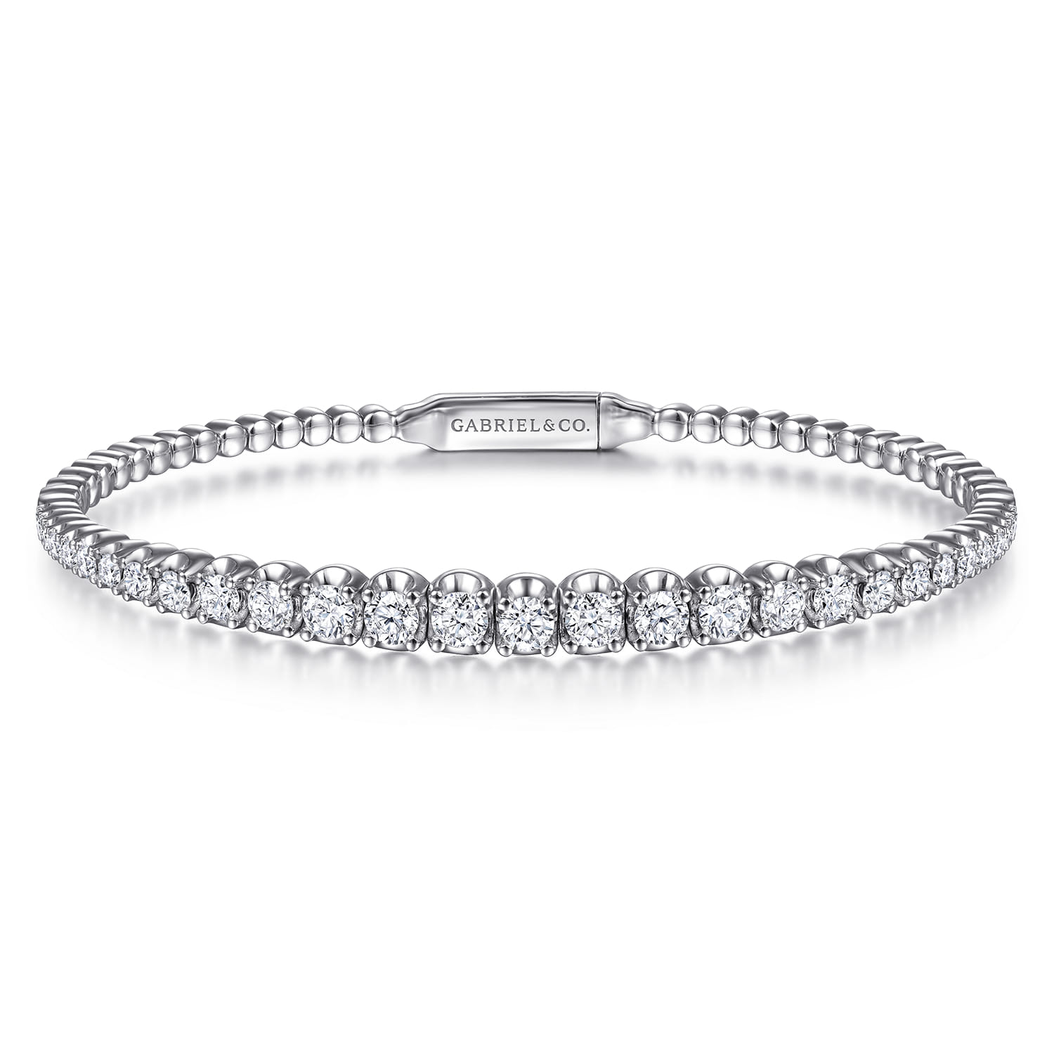 14K White Gold Diamond Bangle - 2.05 ct - Shot 1