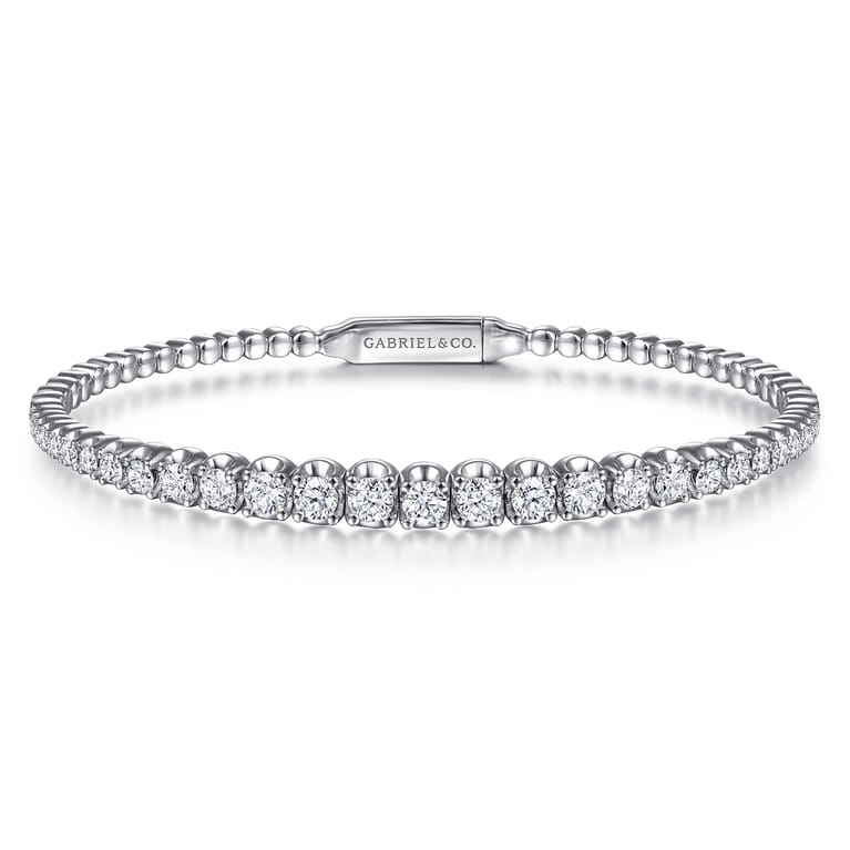 14K White Gold Diamond Bangle - 2.05 ct - Shot 1