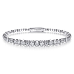 14K White Gold Diamond Bangle