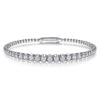 14K White Gold Diamond Bangle