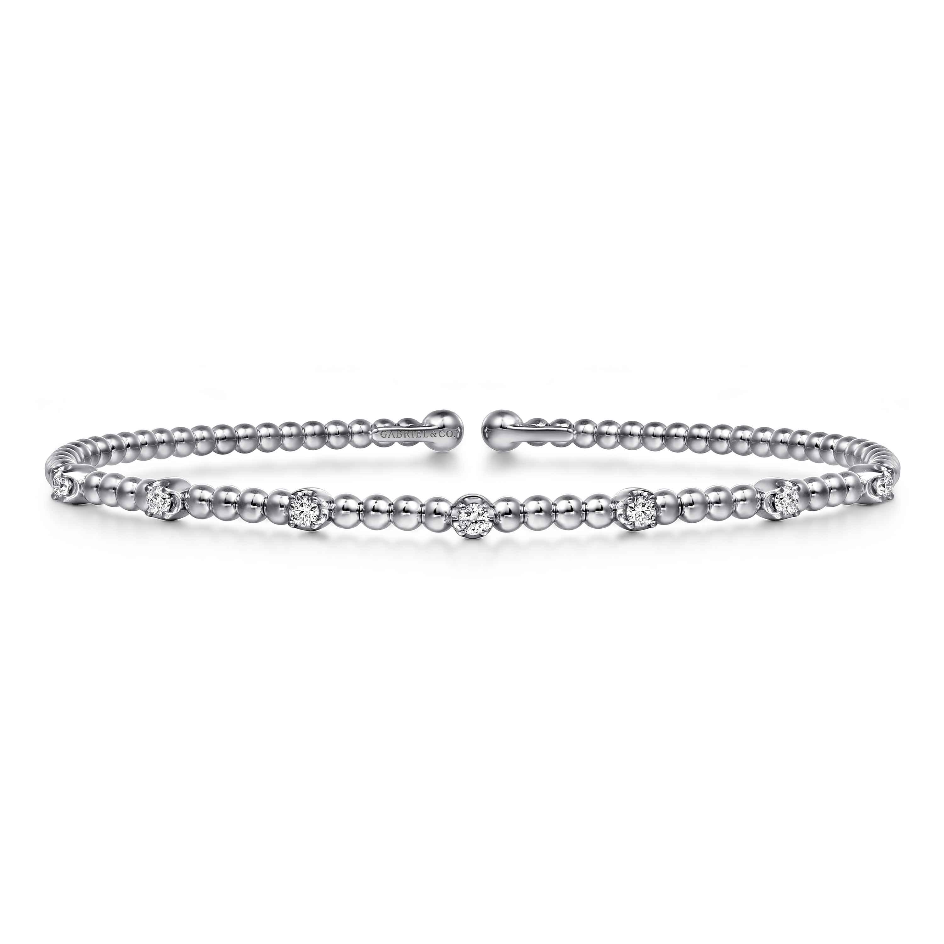 14K White Gold Diamond Bangle - 0.21 ct - Shot 1