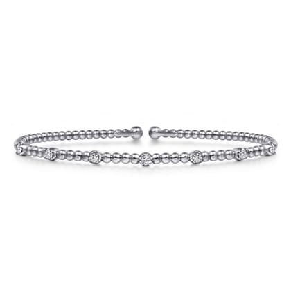 14K White Gold Diamond Bangle
