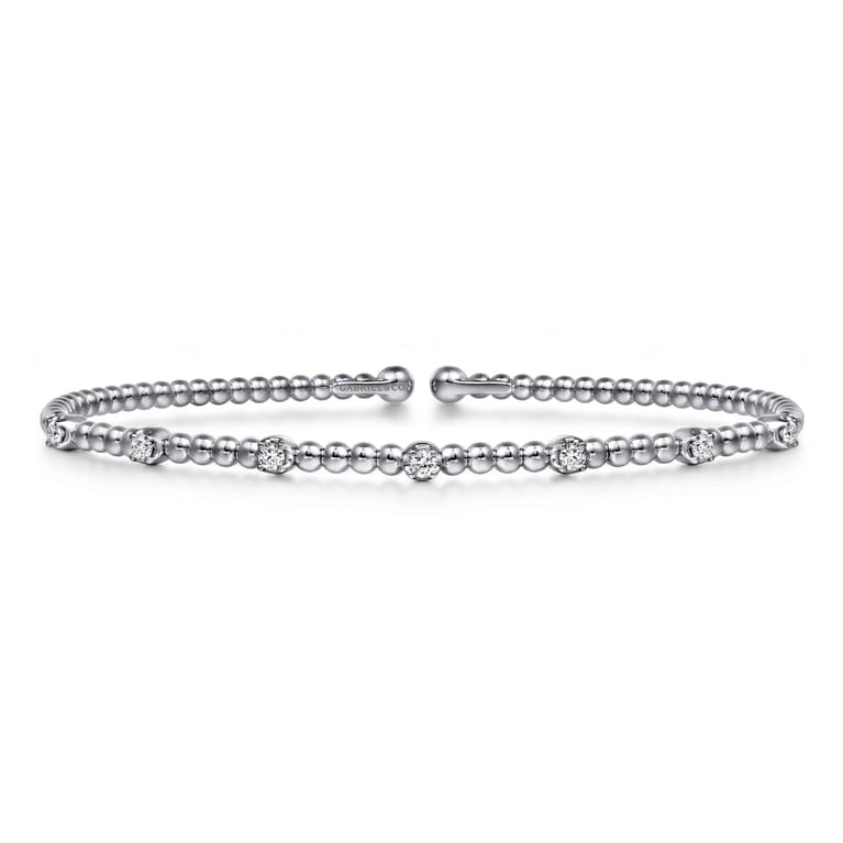 14K White Gold Diamond Bangle - 0.21 ct - Shot 1