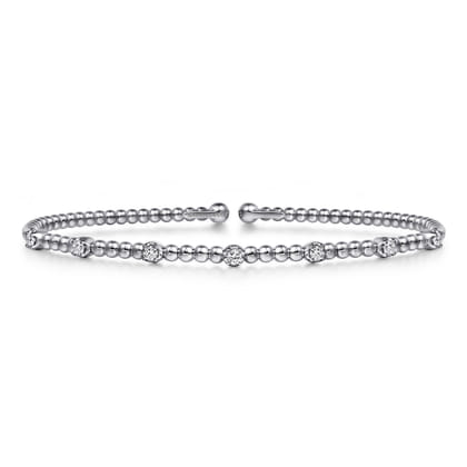 14K White Gold Diamond Bangle