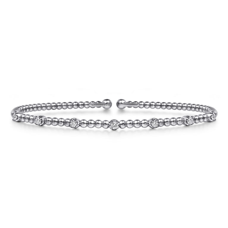 14K White Gold Diamond Bangle - 0.21 ct - Shot 1