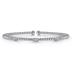 14K White Gold Diamond Bangle