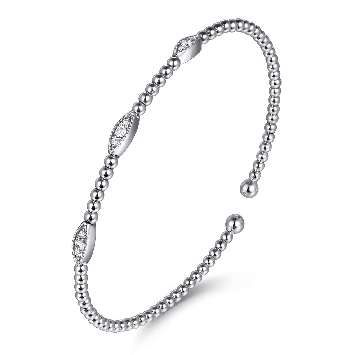 14K White Gold Diamond Bangle - 0.17 ct - Shot 2