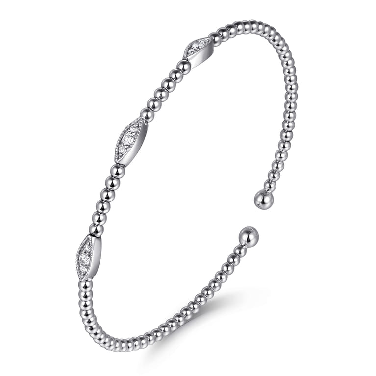 14K White Gold Diamond Bangle - 0.17 ct - Shot 2