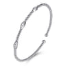 14K White Gold Diamond Bangle - 0.17 ct