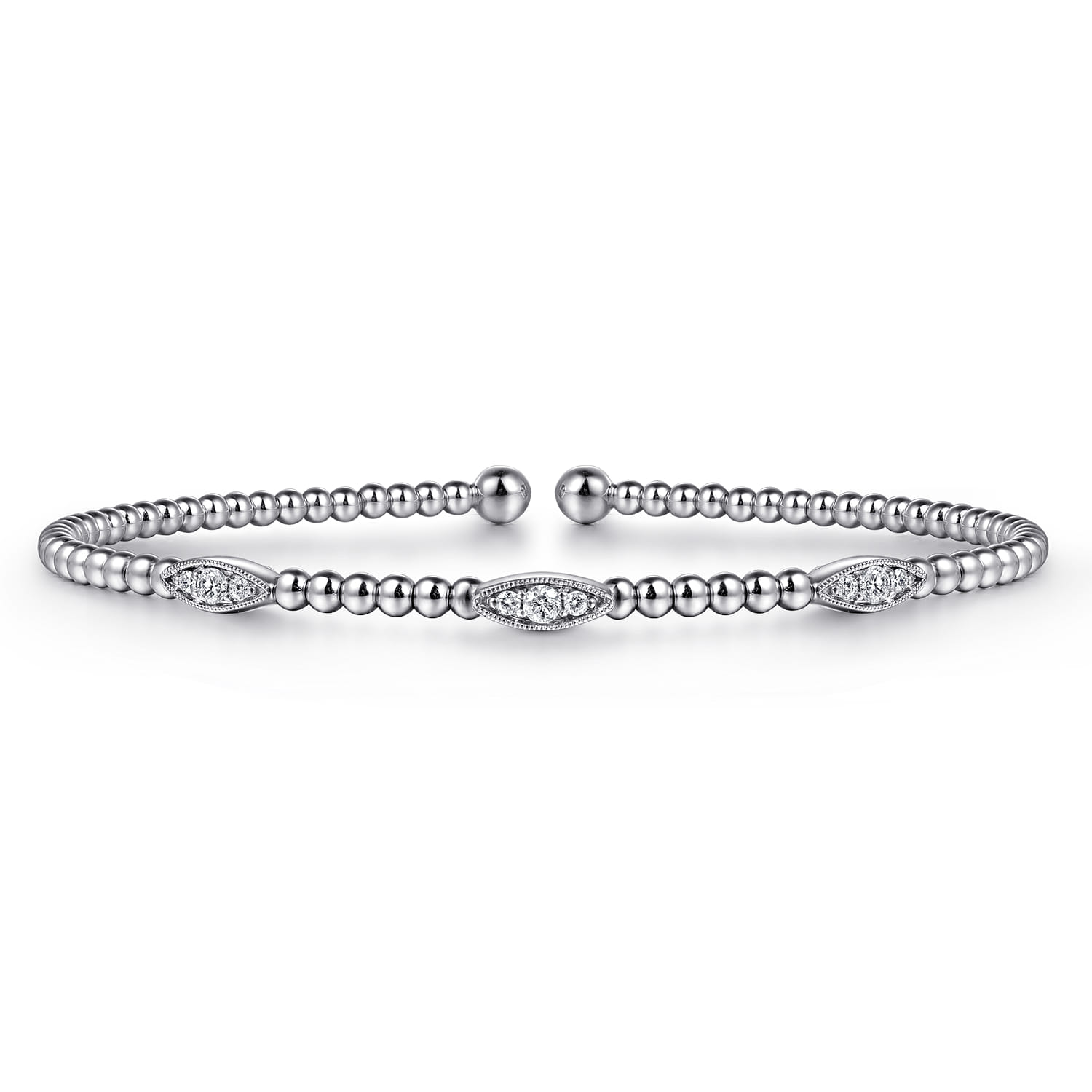 14K White Gold Diamond Bangle - 0.17 ct - Shot 1
