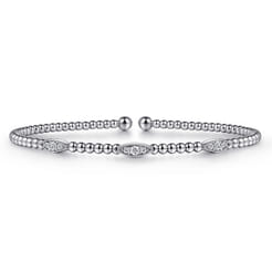 14K White Gold Diamond Bangle