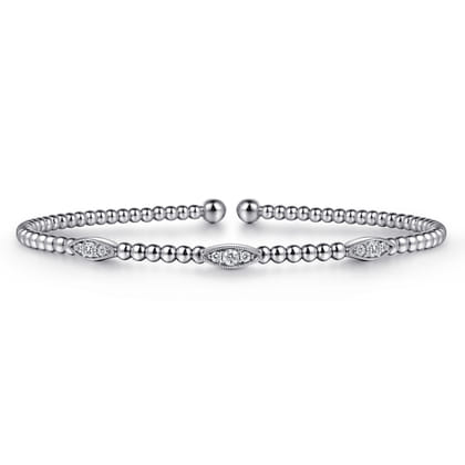 14K White Gold Diamond Bangle