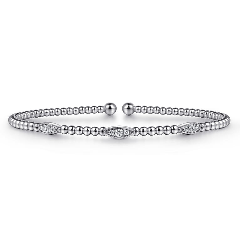 14K White Gold Diamond Bangle - 0.17 ct - Shot 1