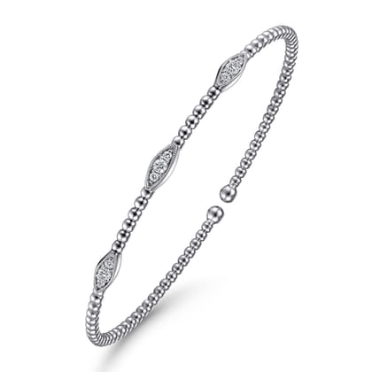 14K White Gold Diamond Bangle