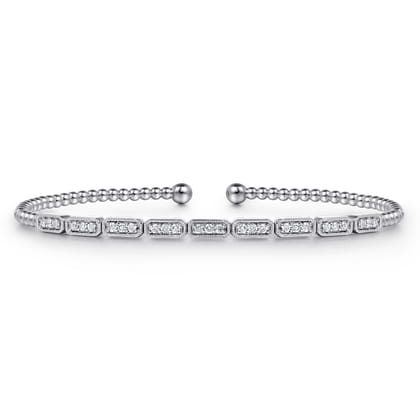 14K White Gold Diamond Bangle