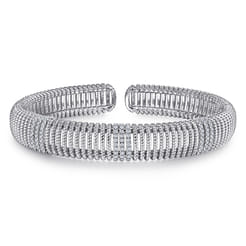 14K White Gold Diamond Bangle