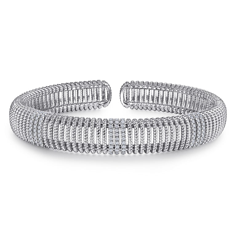 14K White Gold Diamond Bangle - 0.6 ct - Shot 1