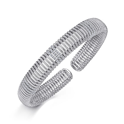 14K White Gold Diamond Bangle