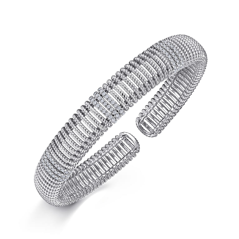 14K White Gold Diamond Bangle - 0.6 ct - Shot 2